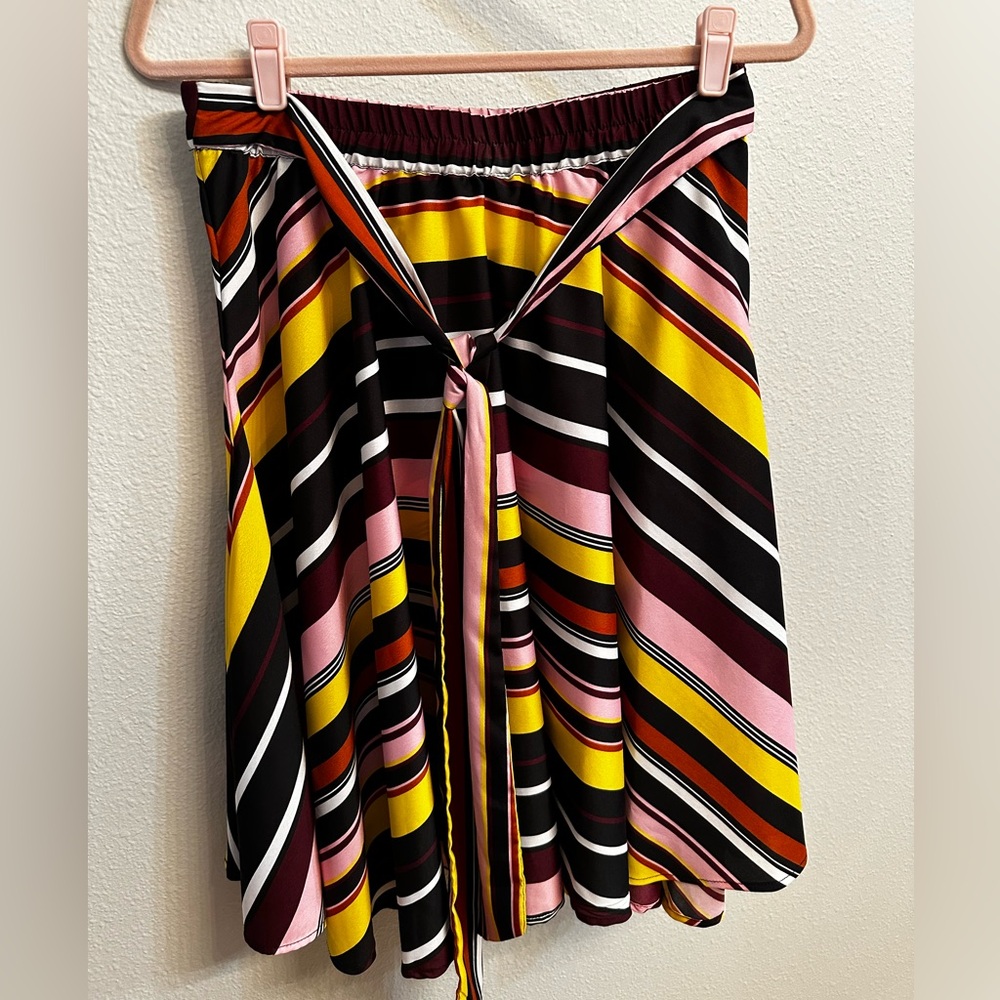 Flint & Moss Petite Striped Tie-Front Skirt – Multicolor